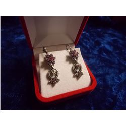 EARRINGS- RHINESTONE IN SILVER- DANGLE STYLE