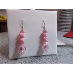 EARRINGS- PINK CABASHON DANGLE STYLE