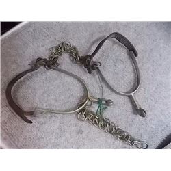 PAIR ANTIQUE VINTAGE WW1MILITARY CAVLARY SPURS - SOLID NICKLE WITH LEATHER BOOT STRAP