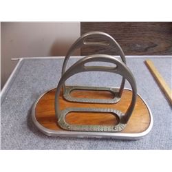 ANTIQUE VINTAGE WW1 SOLID NICKLE STIRRUPS MOUNTED ON DISPLAY -1914-1918
