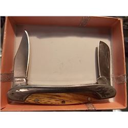 KNIFE - FOLDING - 2 BLADE ZEBRA - 210841 STAINLESS STEEL AND WOOD HANDLE