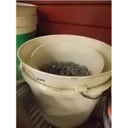 BUCKETS OF NAILS - 2" SPIRAL 1/4" NAIL TOP & OTHER - 2 BUCKETS TOTAL