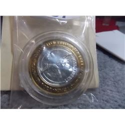 TOKEN - 2005 SILVER $10 CASINO TOKEN - NEW YORK CENTER - .925 WITH BRASS SURROUND