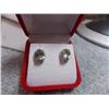 Image 1 : EARRINGS - GREEN AMETHYST & DIAMONDS IN STERLING SILVER SETTING - ESTIMATES RETAIL $300