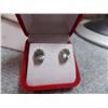 Image 2 : EARRINGS - GREEN AMETHYST & DIAMONDS IN STERLING SILVER SETTING - ESTIMATES RETAIL $300