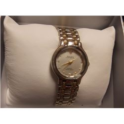 WATCH - ROLEX LADIES  -NOT AUTHENTICATED -UNTESTED with diamonds (untested) @ 6, 9 & 3 "ROLEX OYSTER