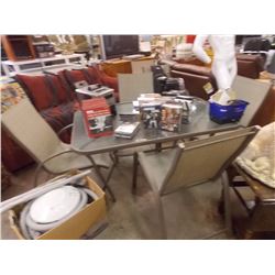 PATIO TABLE - 6 CHAIRS & UMBRELLA STAND