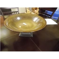 DESIGNERS  BOWL  ON PEDISTAL 13 1/2 DIAMETER ON 6" TALL PEDISTAL
