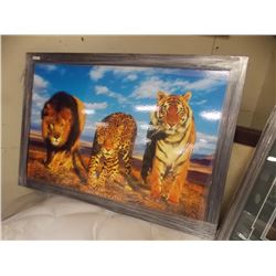 FRAMED PRINT ON BOARD "WILD CATS
