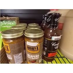 SAUCES - 2 HICKORY BOLD BBQ, 1 HONEY SMOKED BBQ J& 5 ALAPENO SAUCE - 8PC TTL