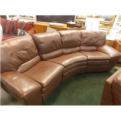 THEATRE ROOM LEATHER COUCH - DOUBLE RECLINING - 3PC - CURVED
