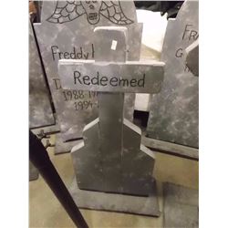 RUSTIC WOOD CROSS - ~36" TALL - REDEEMED