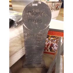 RUSTIC WOOD TOMBSTONE - 43" TALL - MICHEAL MYERS