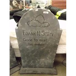 RUSTIC WOOD TOMBSTONE - 35" TALL - FRANK N'STEIN