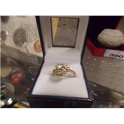 RING - GOLD OVERLAY WITH CRYSTALS - UNTESTED