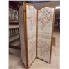 Image 1 : WOOD FRAMED 3 PANEL SCREEN - NEEDS SOME TLC