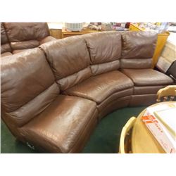 THEATRE ROOM LEATHER COUCH - CURVED - 3PC - STRAIGHT ENDS
