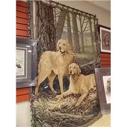 CURTAIN ROD AND TAPESTRY - DOGS IN FOREST IMAGE