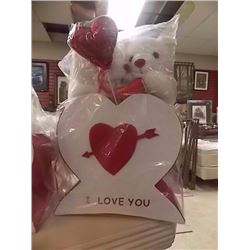 NEW TEDDY BEARS IN HEART BOX (11 X 12" ) - I LOVE YOU - LARGE WITH 2 TEDDIES