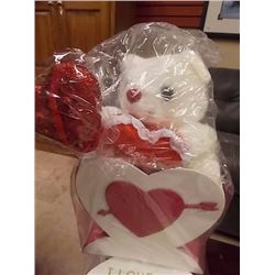 NEW TEDDY BEAR IN HEART BOX 7 X 7" ) - I LOVE YOU - SMALL. WITH 1 TEDDY