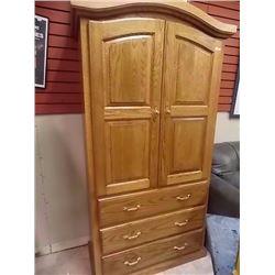 VINTAGE WOOD CABINET WITH 3 DRAWERS - 40" X 70" T