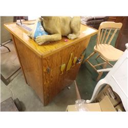 OAK CUPBOARD-1 DOOR -WITH WHEELS