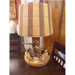 HAND MADE CEDAR LAMP WITH CEDAR LAMP SHADE