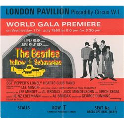 Beatles Yellow Submarine Oversized Premiere Movie Ticket