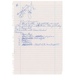 Prince Handwritten and Signed Wardrobe Changes List