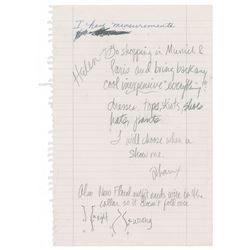Prince Handwritten Shopping Notes