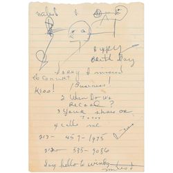 Miles Davis Handwritten and Twice-Signed Note to Prince