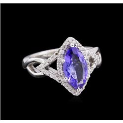 14KT White Gold 1.75ct Tanzanite and Diamond Ring