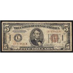 1934A $5 Federal Reserve Emergency Hawaii Note