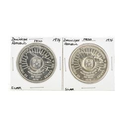 Set of (2) 1974 Dominican Republic Silver Coins