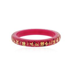 Authentic Louis Vuitton Pink and Gold Enamel Bangle Bracelet