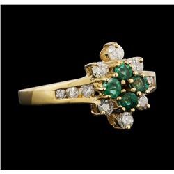 14KT Yellow Gold 0.30ctw Emerald and Diamond Ring