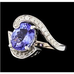 14KT White Gold 3.17ct Tanzanite and Diamond Ring