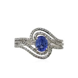14KT White Gold 1.14ct Sapphire and Diamond Ring