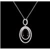 Image 2 : 14KT White Gold 3.77ctw Tourmaline and Diamond Pendant With Chain