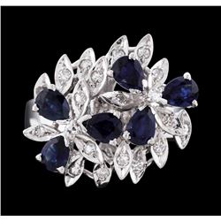 14KT White Gold 1.80ctw Blue Sapphire and Diamond Ring