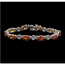 14KT White Gold 15.50ctw Mandarin Spessartites and Diamond Bracelet