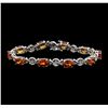 Image 1 : 14KT White Gold 15.50ctw Mandarin Spessartites and Diamond Bracelet