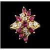 Image 2 : 18KT Yellow Gold 1.60ctw Ruby and Diamond Ring
