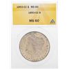 Image 1 : 1893-CC $1 Morgan Silver Dollar Coin ANACS MS60