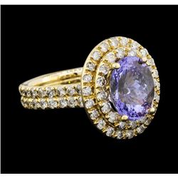 14KT Yellow Gold 4.20ct Tanzanite and Diamond Ring