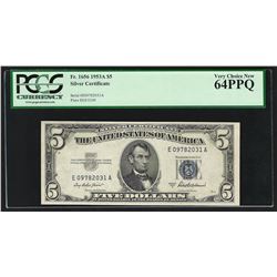 1953A $5 Silver Certificate Note PCGS Very Choice New 64PPQ