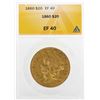Image 1 : 1860 $20 Liberty Head Double Eagle Gold Coin ANACS EF40