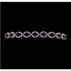 14KT White Gold 10.46ctw Sapphire and Diamond Bracelet