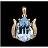 Image 1 : 14KT Yellow Gold 6.40ct Blue Topaz and Diamond Pendant