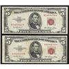 Image 1 : Lot of (2) 1953 $5 Legal Tender Notes